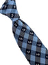 light blue  and dark navy blue plaid gingham style tie with Scottie dog Scottish Terrier design